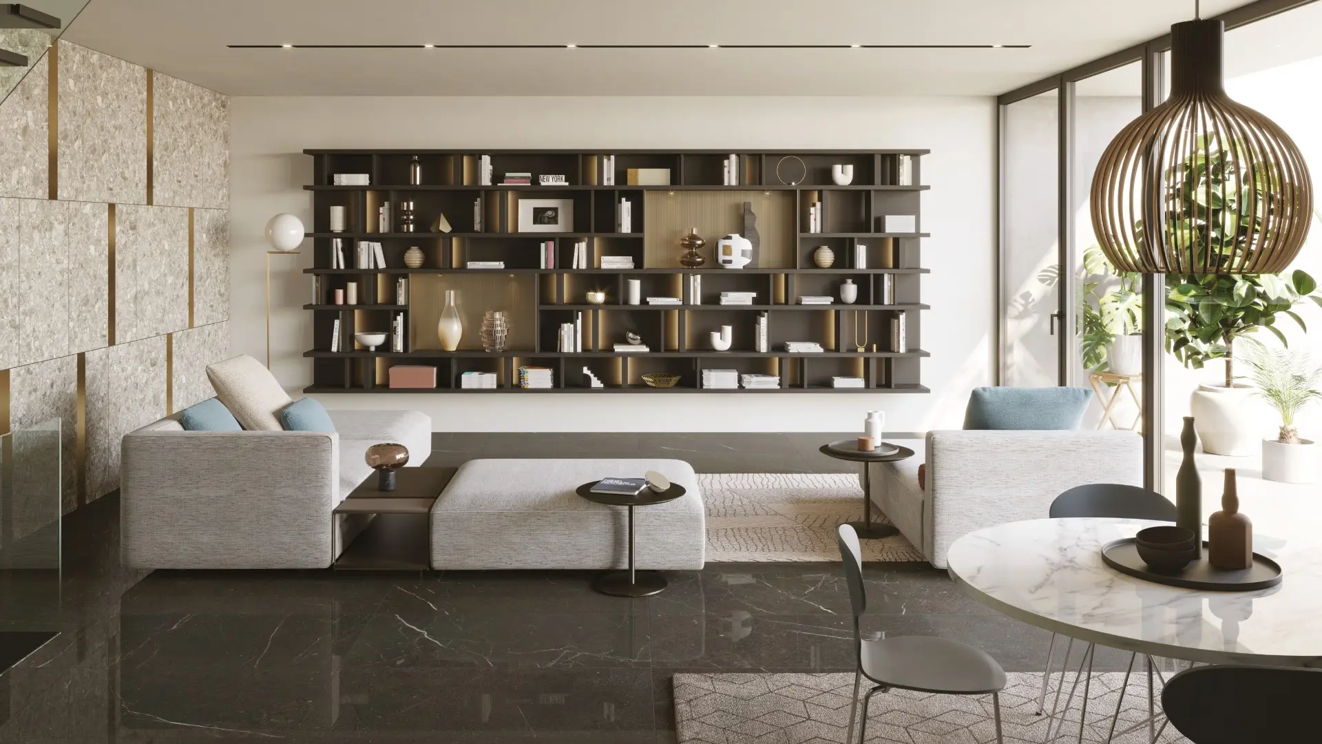 HOMCOM Mobile Libreria a 6 Cubi con 2 Cassetti in Tessuto, Arredamento Moderno da Ufficio